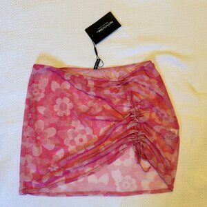 Pink swim cover up skirt